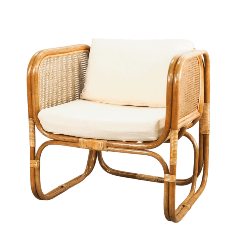 เก้าอี้พักผ่อน หวายแท้ PISAMAI รุ่น WIT LOUNGE CHAIR เก้าอี้รับแขก ทรงมินิมอล ขนาด 80*78*82 ซม. สีธรรมชาติ